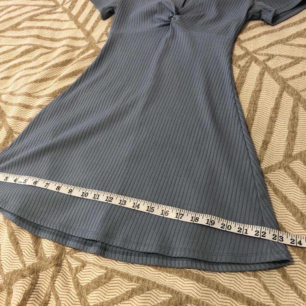Forever 21 Light Blue Ribbed Twist-Front Mini Dress - Picture 5 of 10